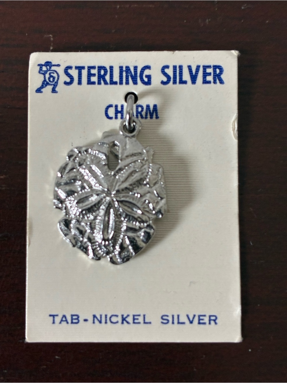 Vintage Sterling Silver Florida Sand Dollar Charm on Original Card